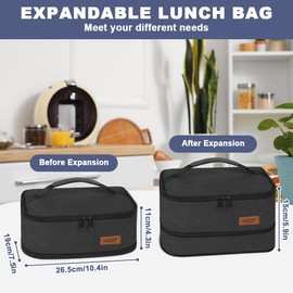 HAGOT Expandable Lunch Bag for Men Women Kids, Insulated Thermal Reusable Lunch Box Holder, Leakproof Waterproof Cool Bag with Soft Handle for Picnics School Work