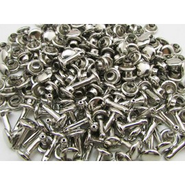 Amanteao Silvery Double Cap Rivets Plane Cap 15mm and Post 12mm Pack of 50 Sets