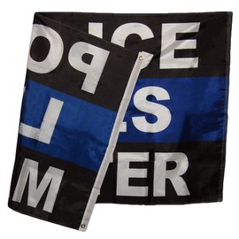 Trade Winds 3x5 Police Lives Matter Blue Line 150D Woven Polyester Nylon Flag 5x3 Banner Grommets Heavy (UV Fade Proof Heavy Duty Wind Resistant Fabric)