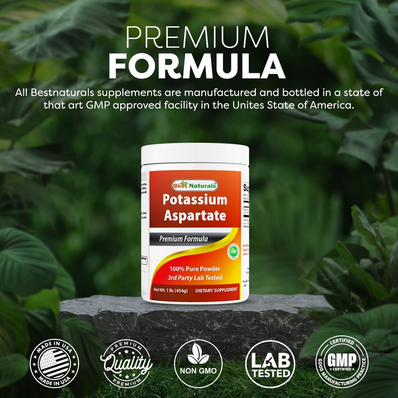 Best Naturals Potassium Aspartate Pure Powder 1 Pound