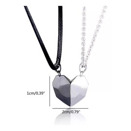 Patry 2x Collar Corazon Parejas Metal Magnético Imán Amor Amistad