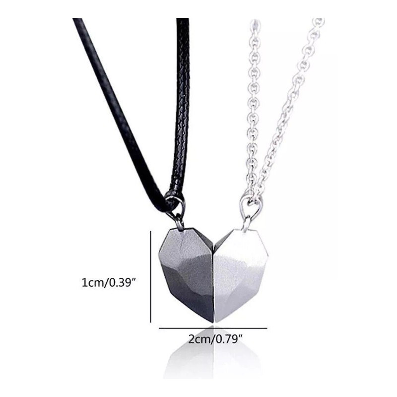 Patry 2x Collar Corazon Parejas Metal Magnético Imán Amor Amistad