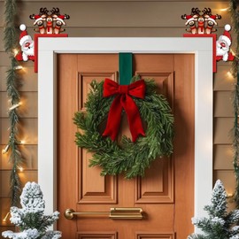 Christmas Door Corner Decorations, Right Angle Christmas Door Frame Ornament Wood Wall Corner Decoration Santa Claus Reindeer Fireplace Corner Decor for Xmas Party Props Gifts DIY Creatives Home Decor