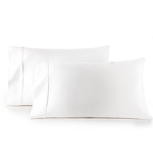 HC Collection Pillow Cases Standard Size/Queen Size Set of 2- Microfiber, Extra Soft Pillowcases - Easy Care & Machine Washable - White