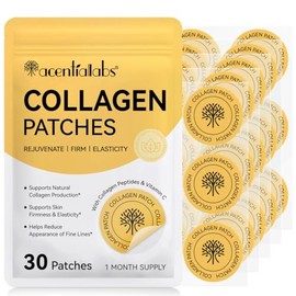 Acentialabs Collagen Patches, 30 Patches, 1 Month Supply, with Collagen Peptides & Vitamin C, Rejuvenates, Firms, Improves Elasticity, Reduces Fine Lines