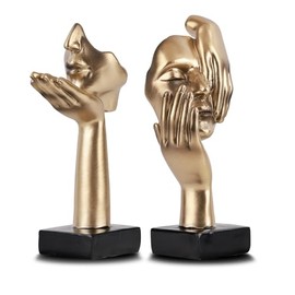 2 Piezas de Estatua de Pensador, Escultura de Arte Abstracto Negro Dorado, decoración Moderna del hogar, decoración de computadora, Regalo de Navidad de Año Nuevo (2 Piezas Doradas)