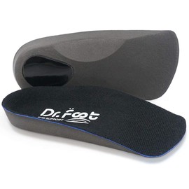 Dr. Plantillas ortopédicas de 3/4 de longitud para pies planos, fascitis plantar, arcos caídos, sobrepronación, espolones de talón, fatiga de pies, Negro, L - Women's 11-13 | Men's 9.5-11