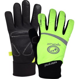 Optimum Nitebrite Winter Gloves - Waterproof, Windproof, Thermal Polar Fleece Lined, Easy Fasten Design for Cold-Weather, Walking, Cycling, Cycling, Running, Hiking & Water Sports Green/Small