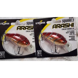 Storm Arashi Square 3 Rusty Craw Self Tuning Crankbaits 2 1/8" 1/ TWO NEW Storm Arashi Square 3 Rusty Craw Self Tuning Crankbaits 2 1/8" 1/2oz