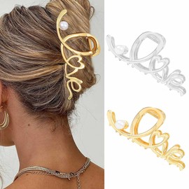 Banatra Hair Claw Clips Gold Metal Hair Clip Large Clip Claws Hair Accessories for Women and Girls