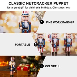 Veemoon 1 Piece Christmas Wooden Nutcracker Soldier Wooden Hand-Painted Soldier Statue Classic Traditional Christmas Decoration Style 3