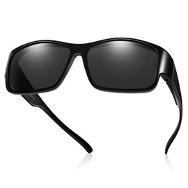 Br'Guras Polarized Overglasses, Select Daily and Night Lenses, TR90 Ultra Lightweight Frame, Compatible with Myopia Glasses, All Weather Sunglasses, Night Driving, Men's, Women's, black transparent