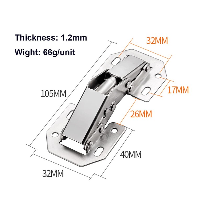 Qrity 4 PCS Kitchen Cabinet 90° Door Hinges Concealed Cupboard
