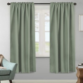 H.VERSAILTEX Blackout Curtains Thermal Insulated Window Treatment Panels Room Darkening Blackout Drapes for Living Room Back Tab/Rod Pocket Bedroom Draperies, 52 x 72 Inch, Light Sage, 2 Panels