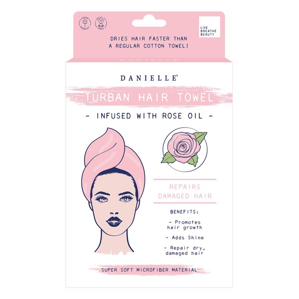 Danielle Creations Rose Oil Poured Pink Super Soft Turban Hair Towel