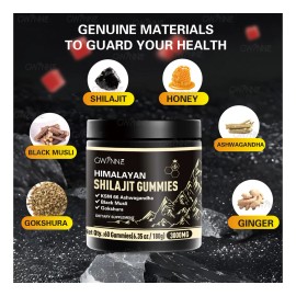 Gwynne Shilajit Gummies 3000mg Para Hombres Y Mujeres Shilajit Gummies Puro Del Himalaya cido Flvico Y 85 Oligoelementos 60 Gummies Sin Azcar Aadido  