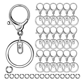 40Pcs Swivel Lobster Clasps Kit,20Pcs Metal Clips with Key Rings, 20Pcs Open Jump Rings, Key Chain Hook with Connector Ring Loop for Jewelry Making Hanging Crafts