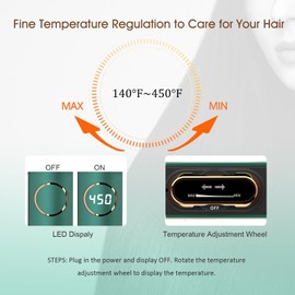 UOTEK Flat Iron 1.5 Inch Hair Straightener 1 1/2" Ionic Salon Hair Flat Iron with PTC Heating Plate Portable Hair Straightener (Green)