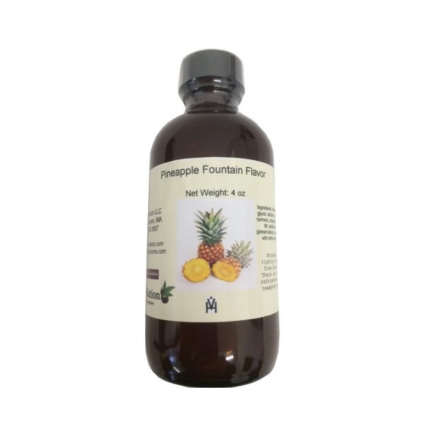 OliveNation Pineapple Flavor Fountain - 4 ounces - Kosher labeled - Gluten, Sugar, Calorie and Alcohol Free - Perfect for smoothies, icecream, shakes, and other diet drinks
