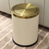 LEASYLIFE 15L/4Gal White Gold Bathroom Trash Can,Bathroom Garbage can with