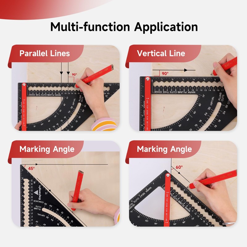 Dajianglx 12 Inch Aluminum Carpenter Square, Woodworking Adjustable Rafter Framing