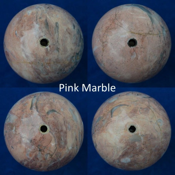 4-piece 3.5" holed pink marble spheres (SH35, quantity 4)