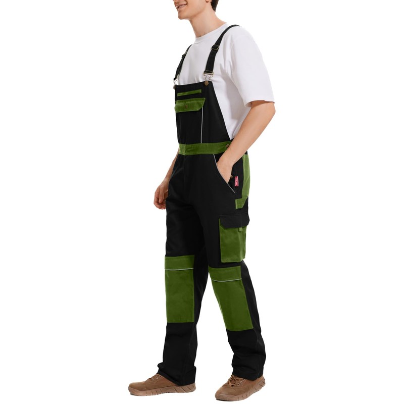 WORK IDEA Men's Bib Overalls Cotton Work Overall with Knee