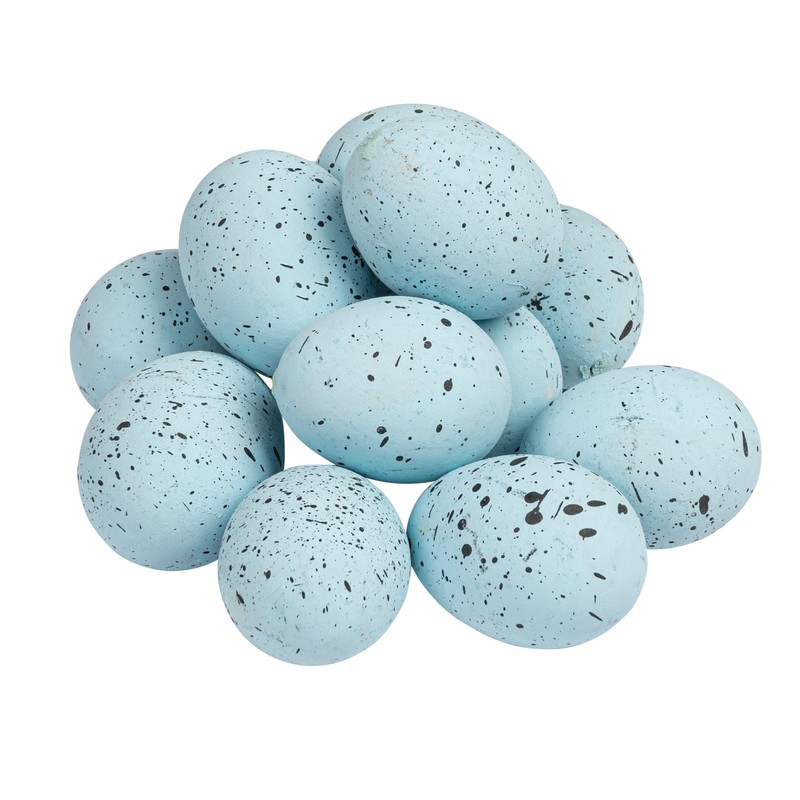 Creative Co-Op Boxed Set of 12 Blue Speckled Ceramic Robin