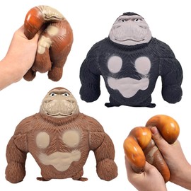 Forreen Anti-Stress Toy for Adults and Children, Pack of 2 Gorilla Stress Toy, Realistic Against Extrusion, Soft Rubber Gorilla Stress Relief Toy for Leisure, Entertainment and Decompression