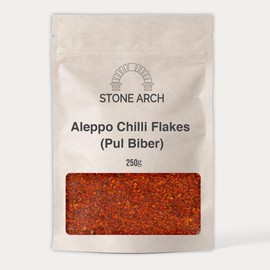 Aleppo Chilli Flakes (Pul Biber) Turkish Chilli 250g by Stone Arch - Pul Biber. Semi-Dried Red Pepper. Middle East Cuisine. Mildly Hot. Marash Pepper