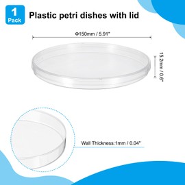 PATIKIL 155mm Plastic Petri Dishes with Lid, Petri Plates Tissue Culture Plate for Lab Science Experiment, Clear