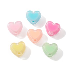 Stiesy 200 Pcs Transparent Acrylic Heart Beads Colorful Assorted Mix Pastel Beads Spacer Beads Heart Shape Loose Beads for DIY Jewelry Making Craft