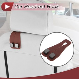 HEROFFIX 1 Stück für Geldbörsen und Taschen, Regenschirme usw. Auto Kopfstützenhaken Robuste Auto Rücksitz Organizer Haken Tiefrotes Kunstleder Metall 16,5x8cm