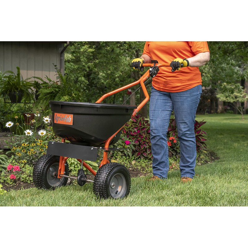 Agri-Fab Broadcast Spreader 45-0576, 110 lb Capacity, Orange/Black