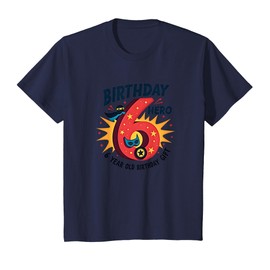 Birthday Hero: 6 Years Old Superhero Celebration Gift T-Shirt, Youth, Navy Blue