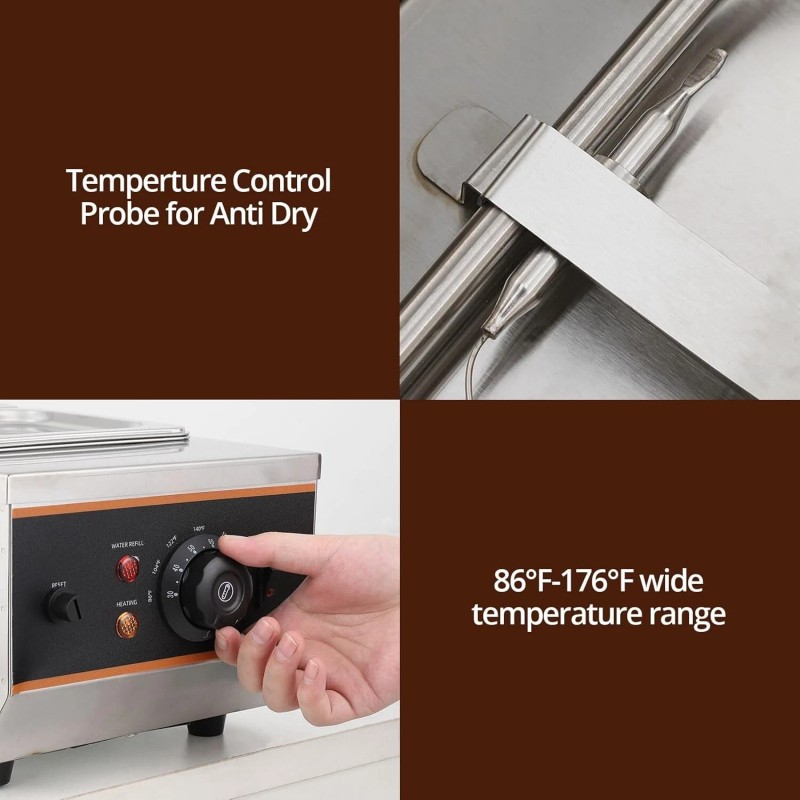 Garvee Commercial Chocolate Tempering Machine 2x1.58 QT Food Warmer 800W