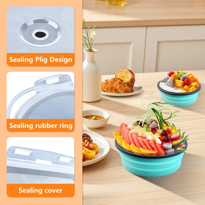 8 Pack Collapsible Food Storage Containers with Lid & Air