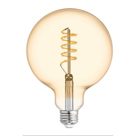 GE 36739 Vintage Style LED G40 Globe Light Bulb, Amber, Meandering Spiral