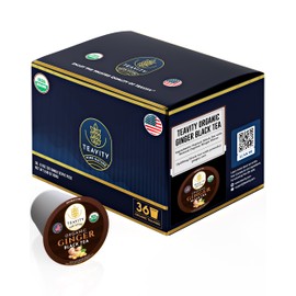 Organic Ginger Tea Pods for Keurig with Unsweet Black Tea for K Cup Brewing - Ginger Black Tea by Teavity (36 Tea Pods)