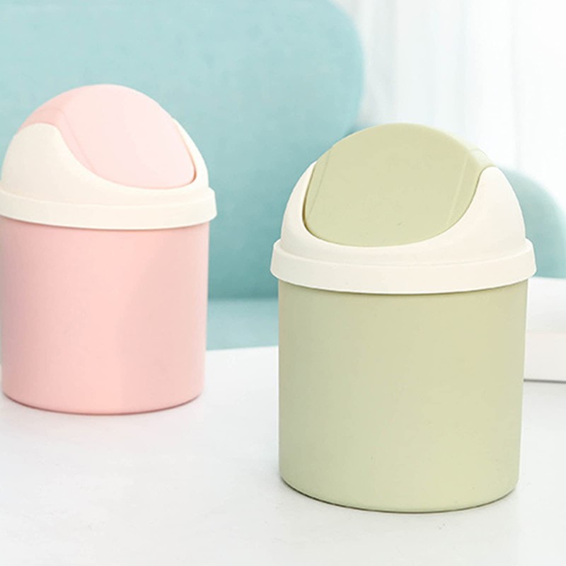 Sicheii 2Pcs Desktop Trash Can with Swing Lid & 120