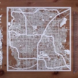 Las Vegas Paper Cut Map White 12×12 inches Paper Art