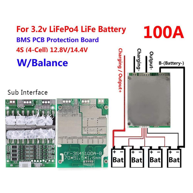 12V 100A 4Series BMS Protection Board with Balancing with Overcharge/Overdischarge/Overcurrent/Short