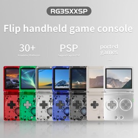 RG35XXSP Flip Portable Retro Handheld Game Console,RG 35XXSP 3.5 Inch IPS Screen Linux System with 64G TF Card Pre-Installed 5532 Games,Clamshell Games Supports 5G WiFi Bluetooth HDMI xxsp