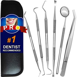 Dental Tools, Plaque Remover for Teeth, Professional Dental Hygiene Cleaning Kit, Stainless Steel Tooth Scraper Plaque Tartar Remover Cleaner, Dental Pick Scaler Oral Care Tools Set - with Case