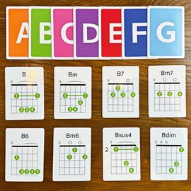 Guitar Chords Cards and Guitar Chord Chart- 56 Guitar Chord Flash Cards Deck- Guitar Notes Flash Card - Perfect Guitar Learning Tool, Guitar Practice, Guitar Fretboard Training Tool