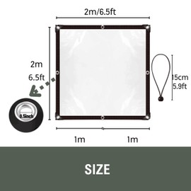 Thorkok Clear Tarps Heavy Duty with Grommets, Clear Waterproof Plastic Tarp with 8 PCS Ball Bungee Cords Transparent PE Tarpaulin for Greenhouse Patio Chicken Coop (6.5ft×6.5ft)