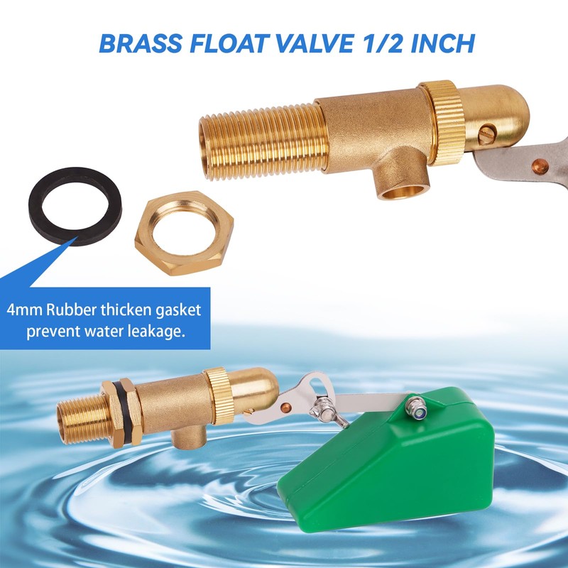 LIUCOGXI 1/2 Inch Brass Float Valve Water Valve with Adapter