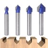 Wolfride 4PCS 90 Degree V Groove Router Bit 1/4-Inch Shank