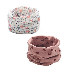 Enstab Pack of 2 Children's Loop Cotton Autumn / Winter Scarves, Baby Loop Neck Warmer for Girls and Boys -