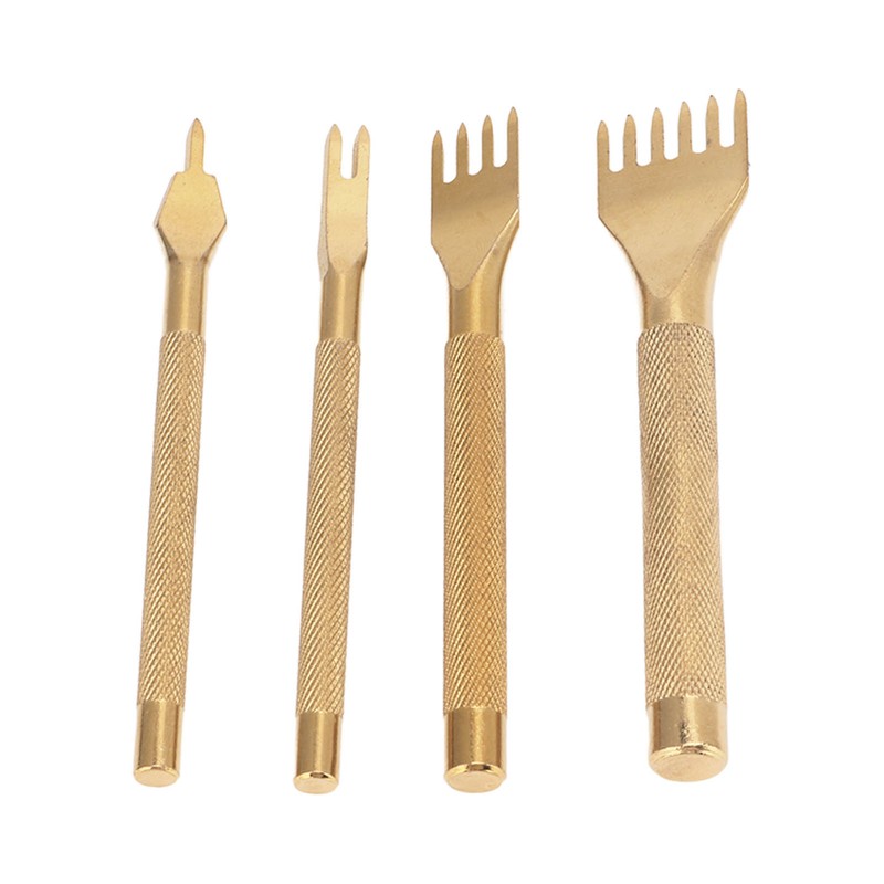 4Pcs Leather Prong Punch Rhombus 4mm Stainless Steel Nonslip Handle